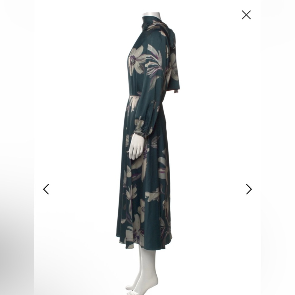 Teri Jon BY Rickie Freeman Chic Floral Midi Dress with Tie Neck - Picture 5 of 10